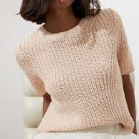Cream Cotton Banana Republic Short Sleeve Crewneck Sweater [Extra Small / XS] - Picture 1 of 4